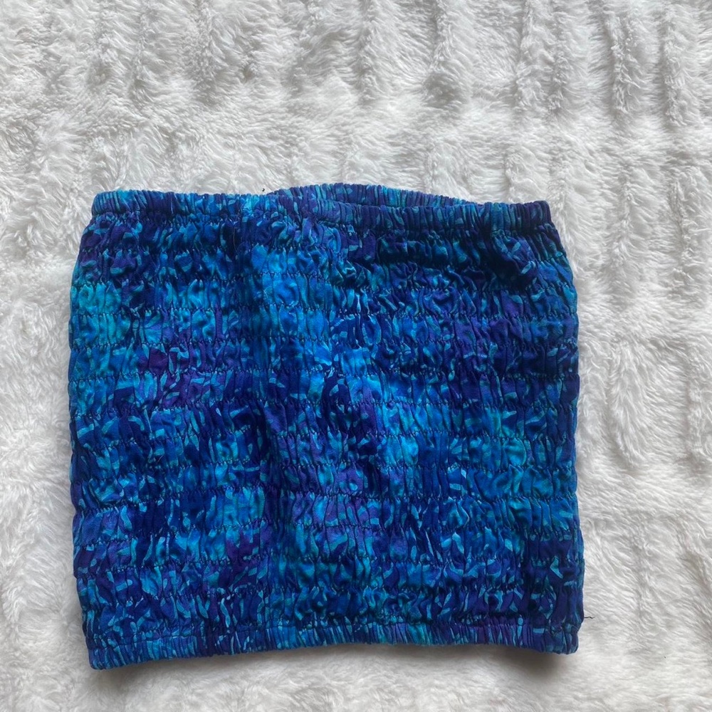 Blue and Purple Smocked Tube Top